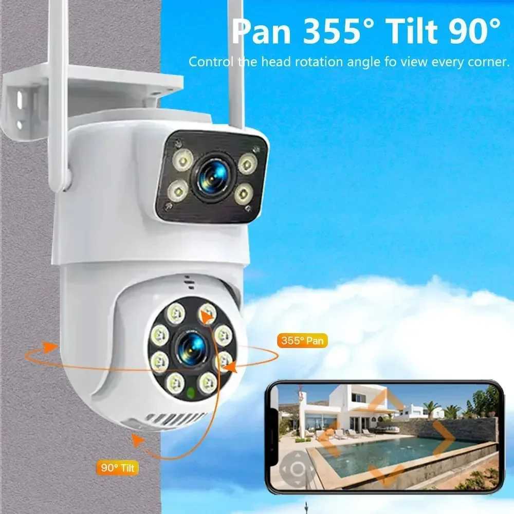 Caméras IP Tuya Smart Life 4K 8MP Double Lens PTZ Wiif Camera Dual Screen Automatic Tracking Outdoor 4MP Safety Video Suppeillance Camera D240510