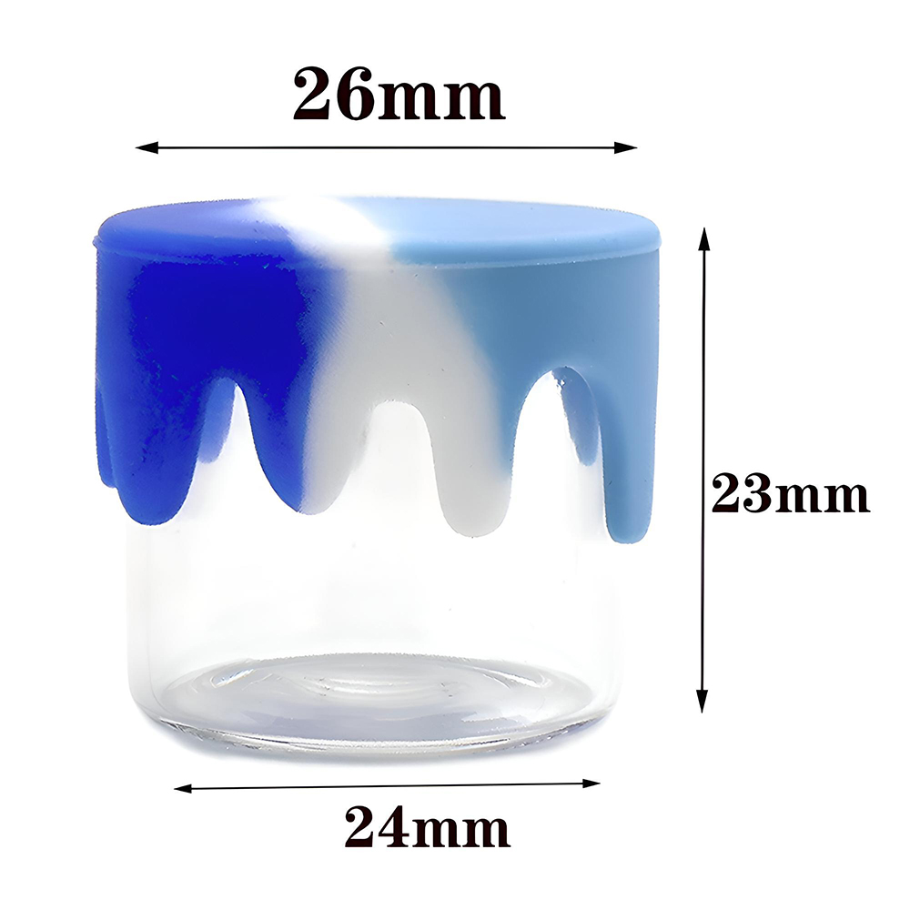 Frasco de vidrio de 6 ml portátil con cubierta de silicona Tapa de silicona Caja de almacenamiento de contenedores de aceite de cera