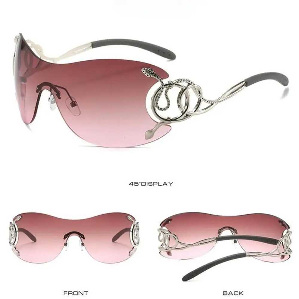 Solglasögon Klassnum Y2K Borderless Solglasögon för kvinnors modegradientlins utomhus solskydd paraply tren lyx varumärke design metall ramglas J240508
