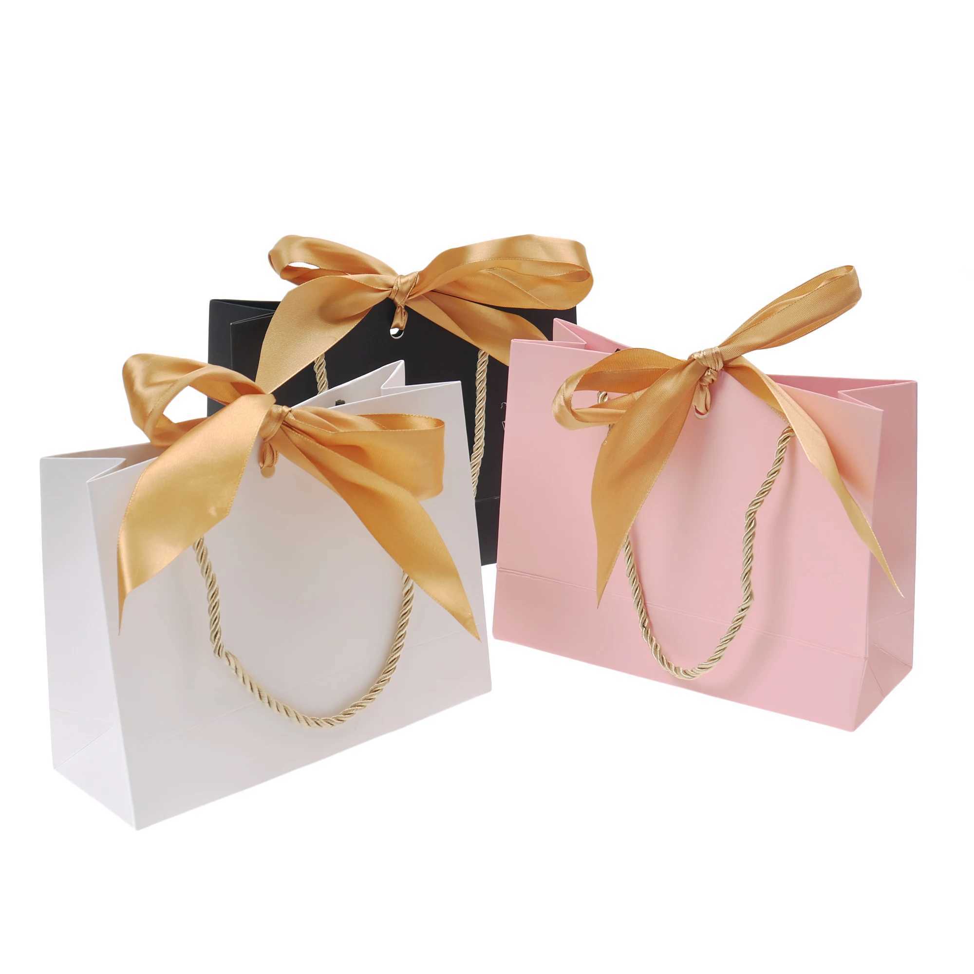 enveloppe-cadeaux sacs-cadeaux avec poignées sac de faveur en papier avec ruban d'arc pour le mariage de mariage d'anniversaire célébration enveloppe
