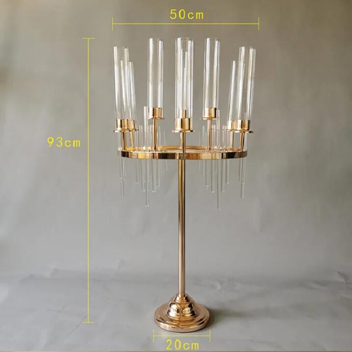 Luxus 9 Heads Metall Candlestick Halter Ständer Hochzeitstisch Mittelstücke Blume Vasen Road Lead Party Dekoration