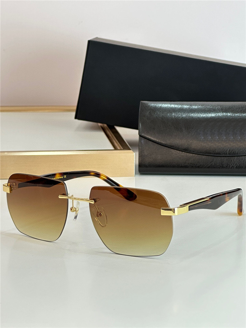 Neue Modedesign Männer Sonnenbrillen Künstler II Exquisite K Gold Frame Randless Polygon Objektiv Einfacher und großzügiger Stil High -End -Outdoor -UV400 -Schutz Eyewear