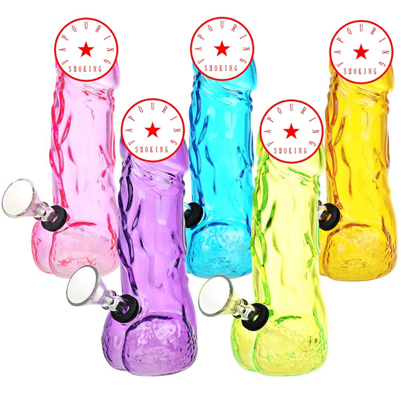 Coloré en verre épais Bong Bongha Shisha Fumer des tuyaux d'eau Pipes de bulles filtrant les articulations mâles Herb Tobacco Oil Bowl Portable Stand Design Cigarette porte