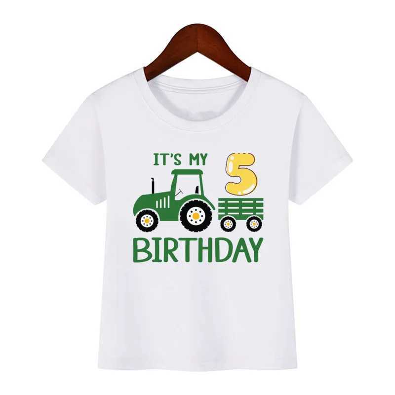 T-shirts Enfants Ceci est mon T-shirt d'anniversaire 1-10 pour les garçons et les filles.Vêtements imprimés de tracteur à la ferme cool pour les cadeaux de fête heureux pour enfants.T-shirt doux bébé topl2405