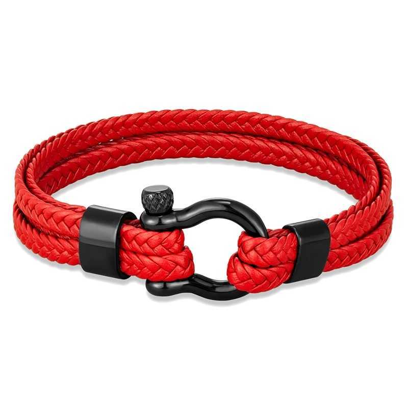 Bracelets de charme MKendn Fashion Leather Bracelet para homens Black Braid Braid Chain Chain de aço inoxidável Balete de fivela de jóias masculinas Pulseras Y240510