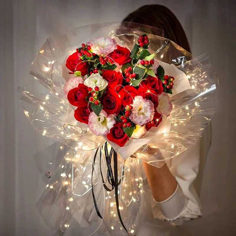 подарочная упаковка Diy светящаяся оберточная бумага День Святого Валентина Цветочный Букет Подарки Упаковка