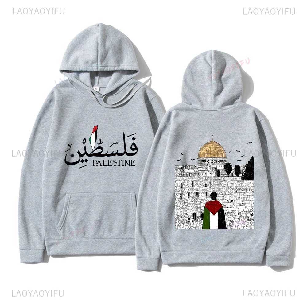 Kvinnor Hoodies Sweatshirts Palestinian Hoodie Harajuku Womens Eesthetic Graphic Palestina Hoodie Unisex Street Clothing Retro Casual Hoodie Pullover Swea
