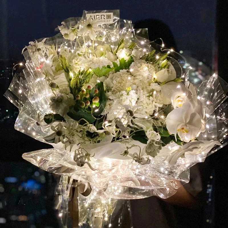 enveloppe cadeau bricolage Luminal Emballage Papier Valentin Day Fleur Bouquet Bouquet Emballage Papier Floriste Emballage Papier LED DÉCORATIONS LED