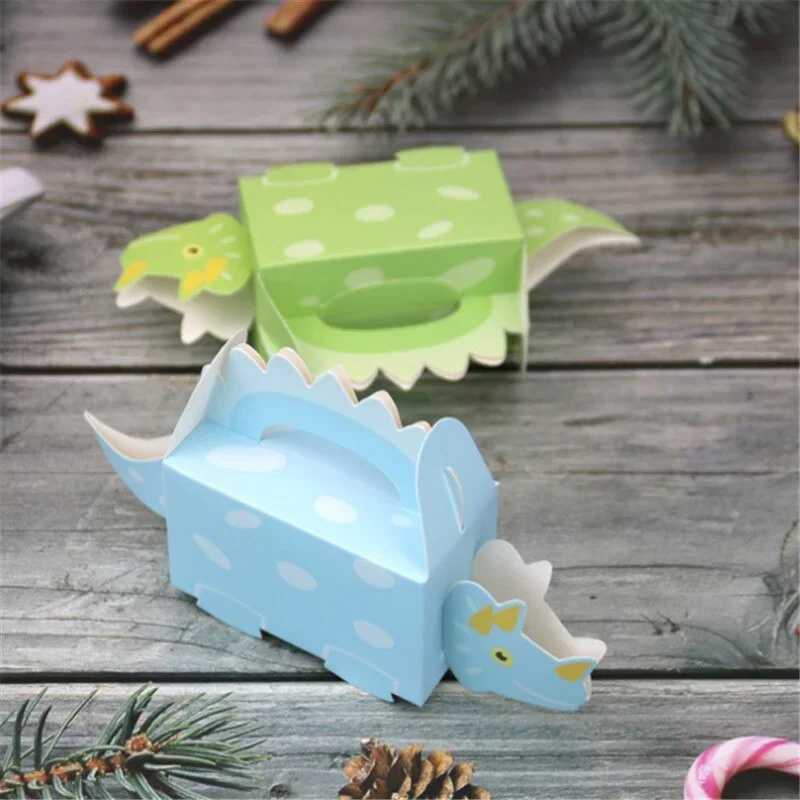 ギフトラップベビーシャワー用の恐竜パーティークッキーボックスおやすみ子供の誕生日ウェディングギフトペーパーESパッケージ