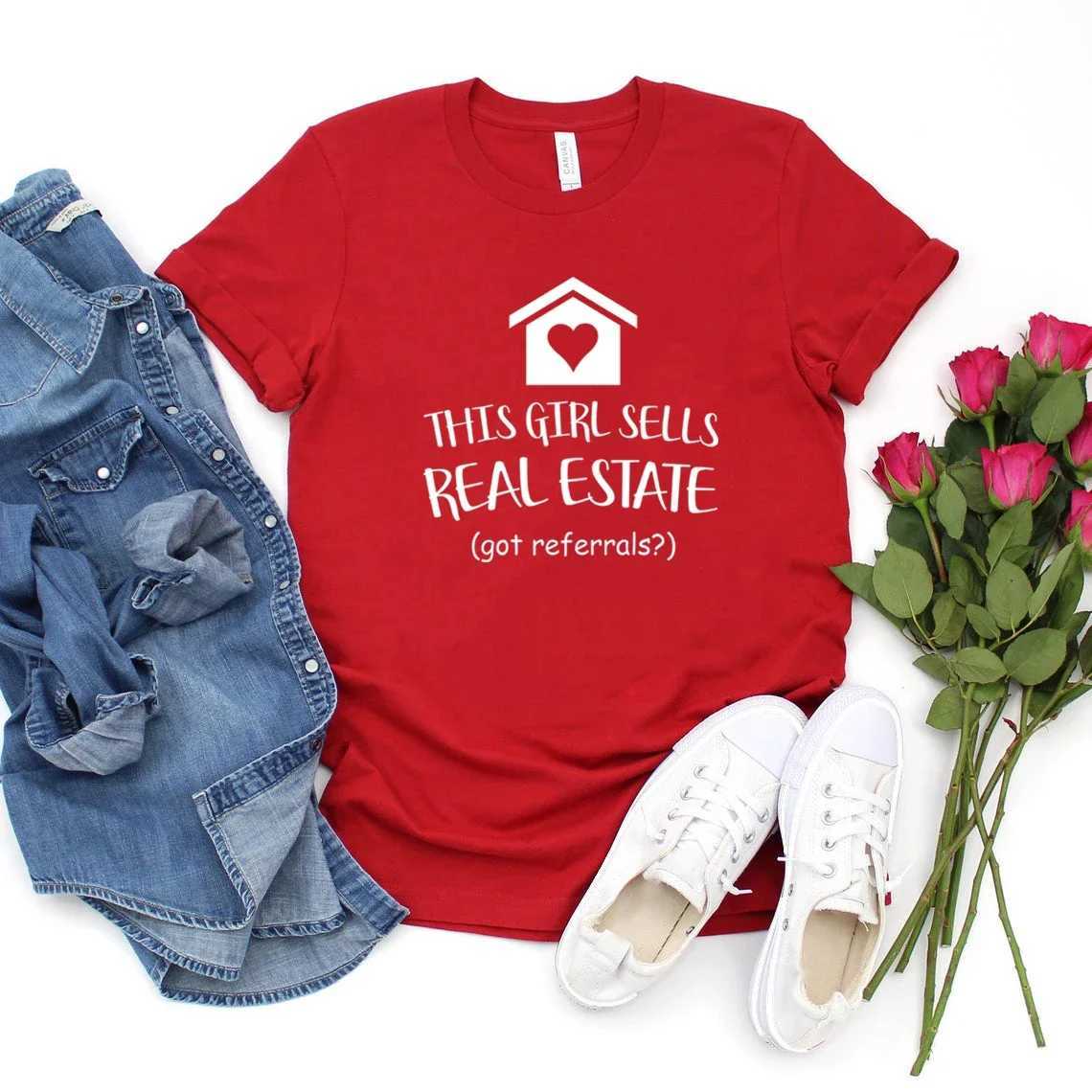 Women's T-Shirt This Girl Sells Real Estate T Shirt Realtor Tops for Real Estate Agent Short Slve Top Casual Breathable T Women Clothing Y240509