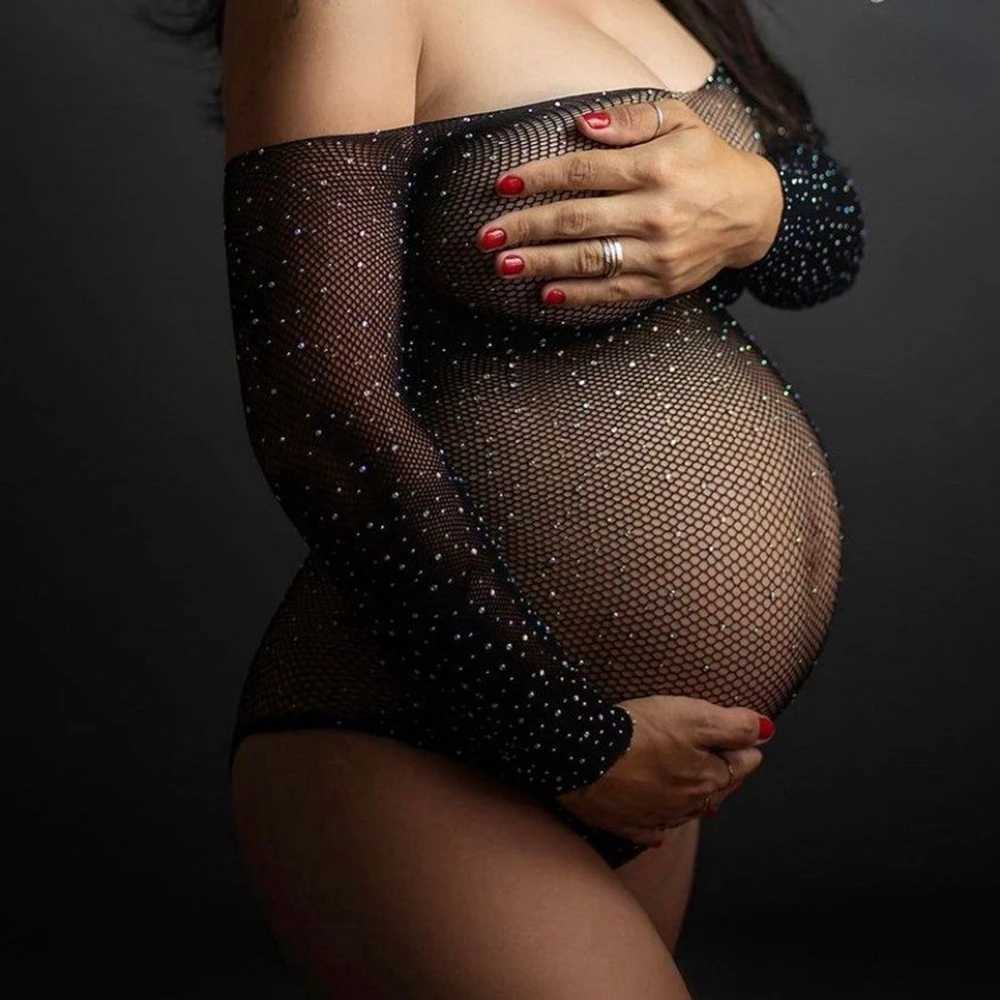 Robes de maternité Body Sthingestones Maternity Photo Shoot Femmes One Taille Vêtements sexy robe noire pour les accessoires de studio enceintes tenue de corps T240509