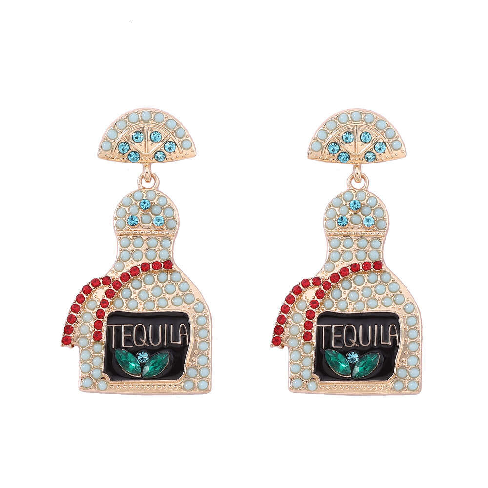 designers design holiday gifts fashion wine bottle earrings optional letters perfume bottle alloy full diamond lady ear jewelry