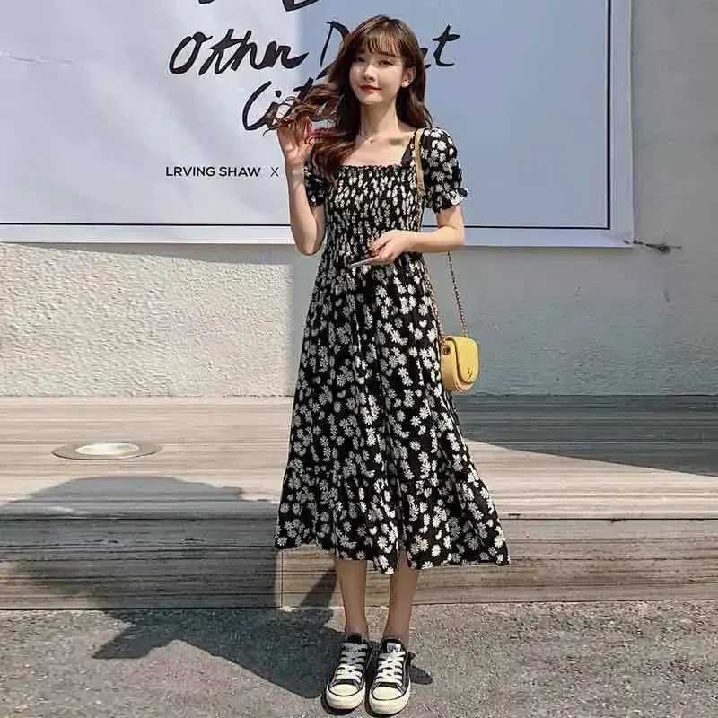 Urban Sexy Dresses Midi Clothing Flower Black Womens Dress 2024 Satin Flower Womens Dress Silk Chiffon Yellow Hot Y2k Retro Summer Sales Xxl X G d240510