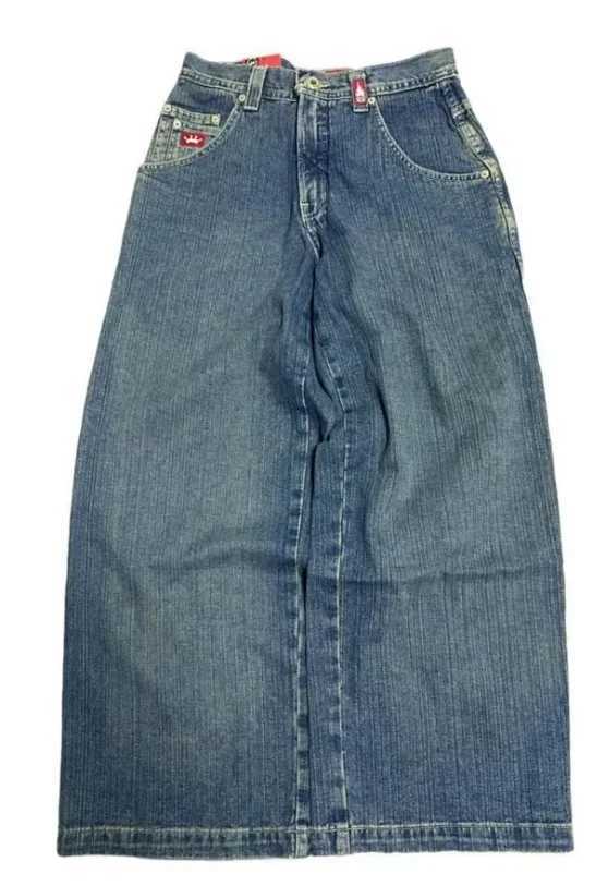 Jeans masculinos JNCO Retro y2k nova letra de hip hop harajuku bordado calças denim bordadas mensagens masculinas góticas altas calças largas q240509