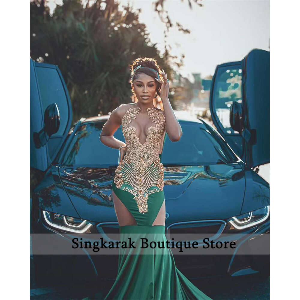 Nieuwe aankomst 2024 Diamanten Mermaid Prom jurk Shining Crystals Rhinestones Beads Birthday Evening Jurk Special Party Wear