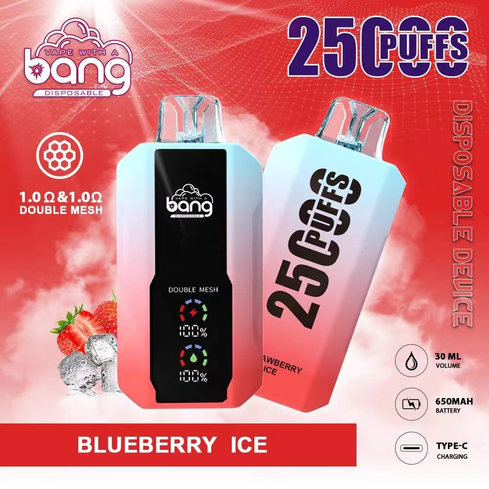 BANG 25000 PUFFS使い捨てベイプ電子タバコLCDスリーン0％2％3％5％30MLプレフィルドポッドダブルメッシュ650MAH充電式デバイスパフ25K 15000 18000 20000