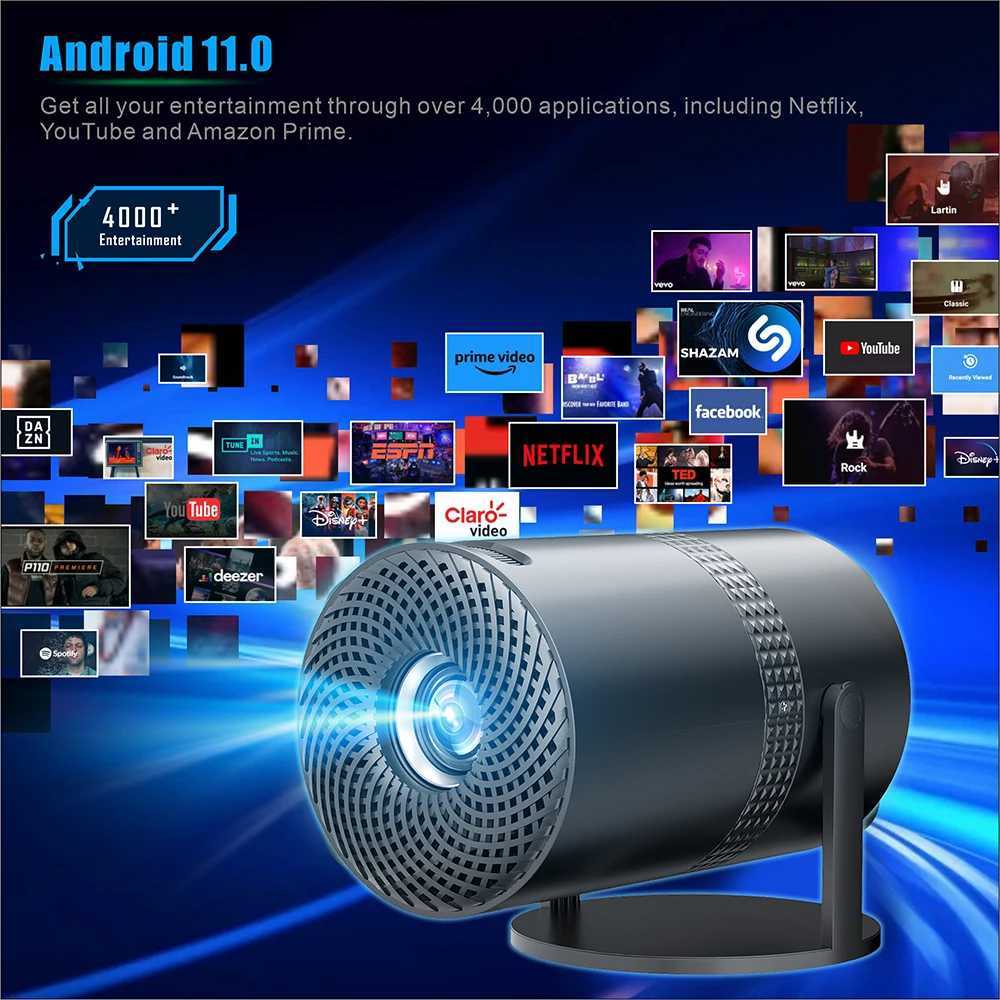 Projektory Salange P300 Projektor 4K Android 11 WiFi Rotable Smart TV 720p Cinema Przenośna synchronizacja zewnętrzna Projektor telefoniczny 1080p 8K film J240509