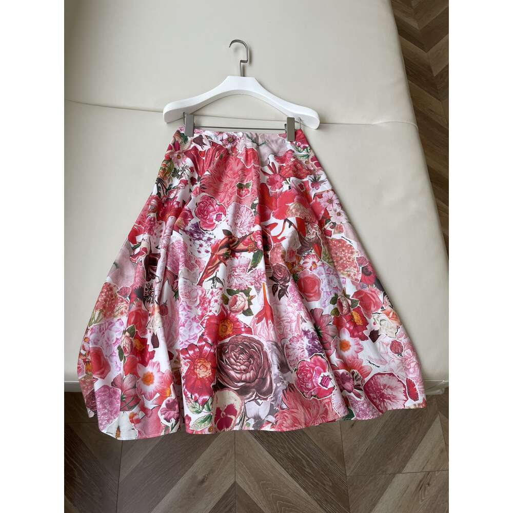 2024 CLOUS feminina de verão feminina de alta qualidade camisa floral top midi skirt set primavera verão novo 53