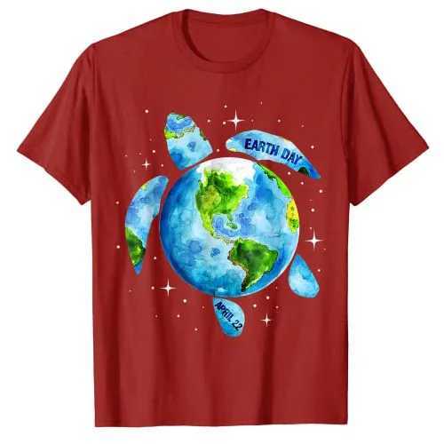 Women's T-Shirt Earth Day is here restoring the art of Earth turtles saving the Earth T-shirts cute environmental protection graphics T-top Y240509