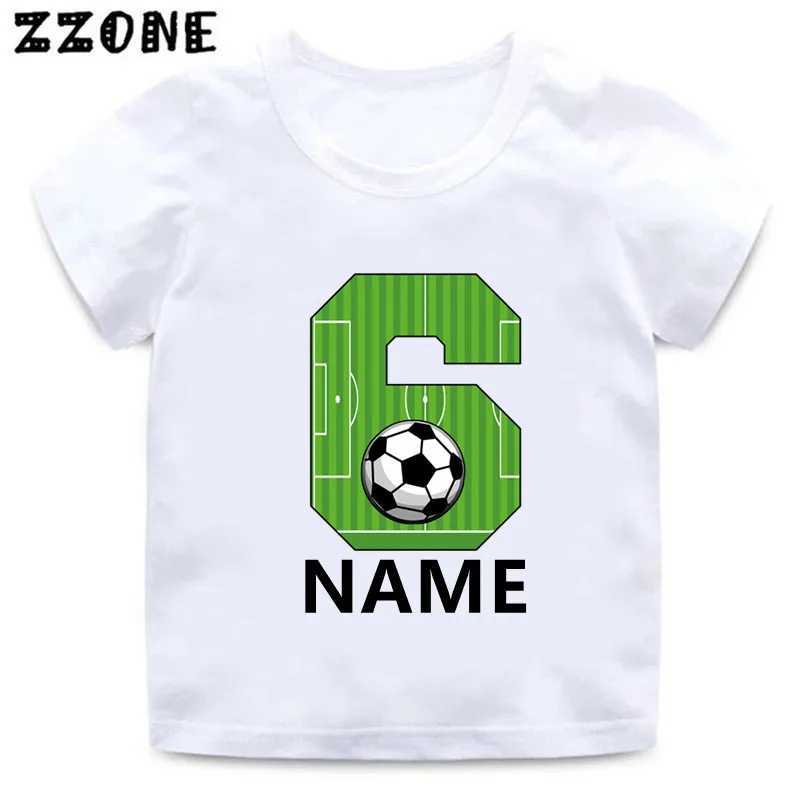 T-shirt Numero di calcio T-shirt ragazzi stampati 1 2 3 4 5 6 7 8 9 Birthday Nome personalizzato bambini abbigliamento bambini T-shirt HKP2724L2405