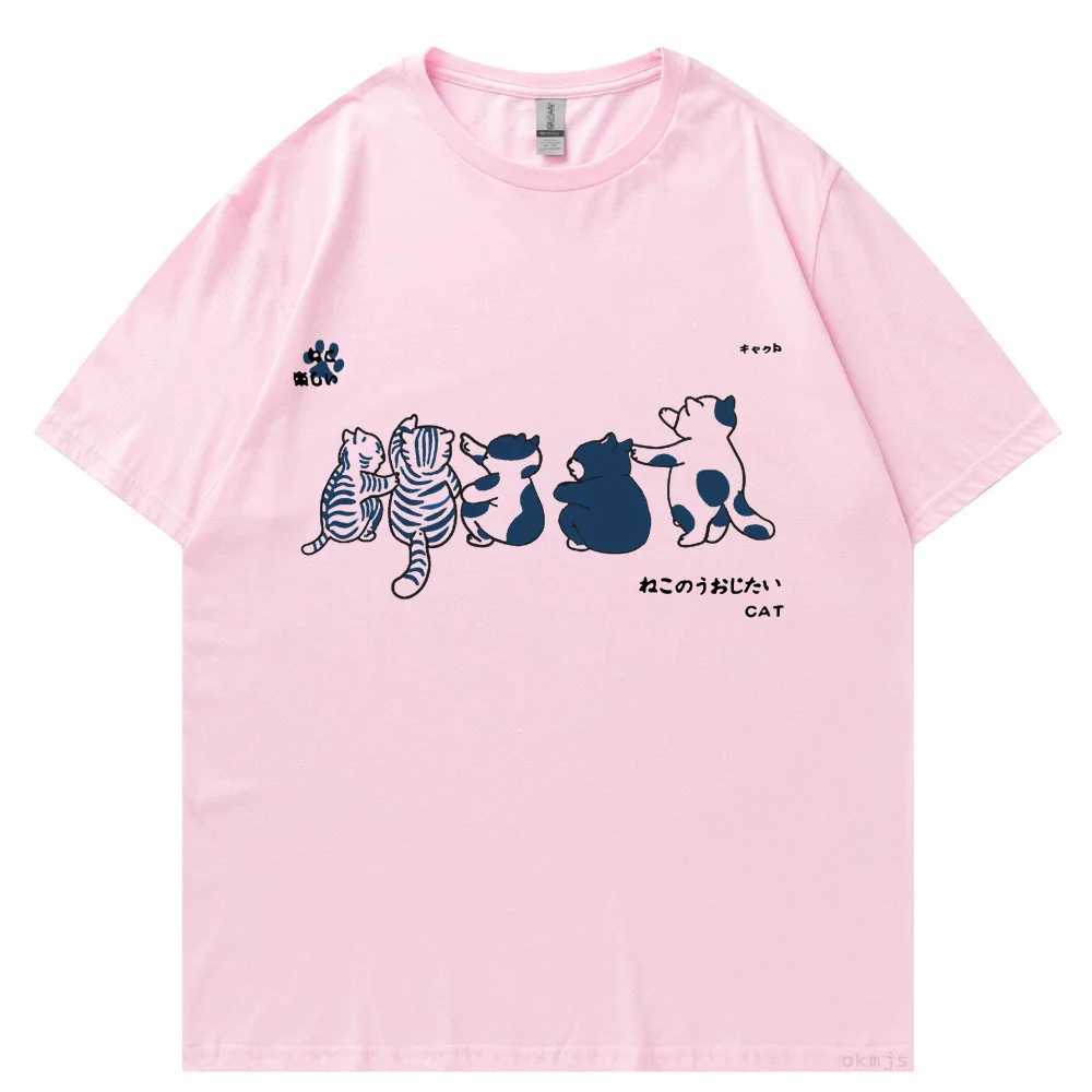 T-shirty męskie 2024 Cat Men Hip Hop T Shirt Strtwear Japońska T-shirt Harajuku Owworg Gości Letnie SEVE TSHIRT LUSE BAWIEŃ THE TS H240508