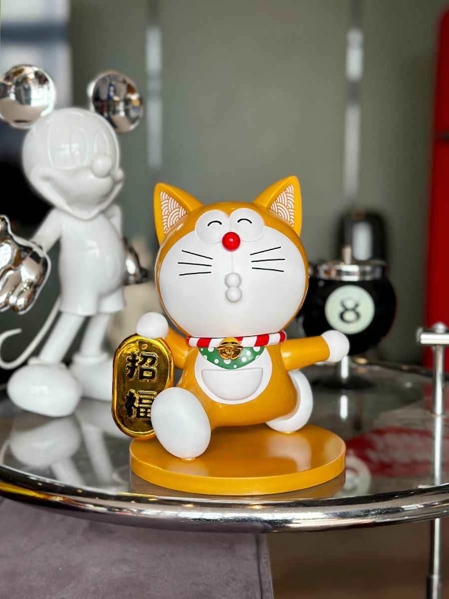 New in stock trendy doll series gold lucky Doraemon machine cat figurine ornament with millions of taels of wealth God doll 20CM-30CM