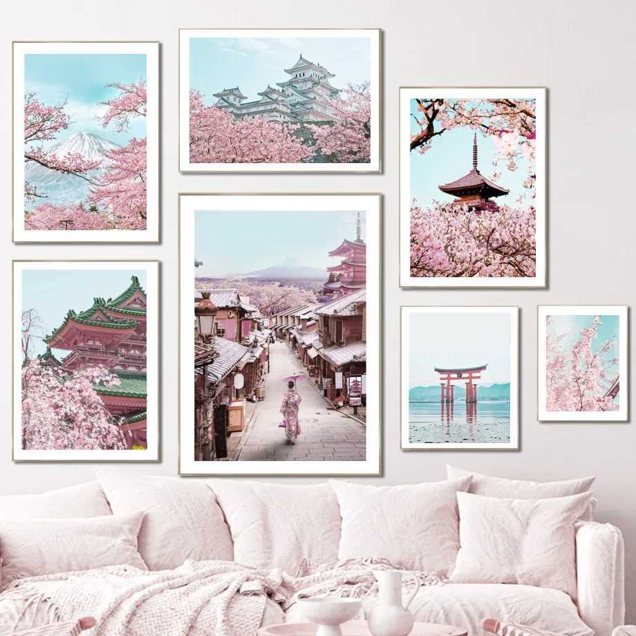 Apers Japan Tokyo Cherry Mount Mount Fuji Miyajima Wall Art Canvas Nordic плакаты рисовать и принты настенные картинки для декора гостиной J240505