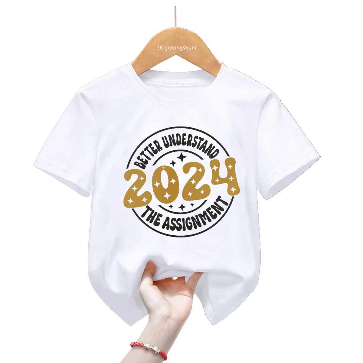 T-shirts 2023 Good Bye Hello 2024 Happy New Year T-Shirt Funny Kids Clothes Unisex Boys Girls Tshirt Family Party Short Sleeve Tees Top T240509