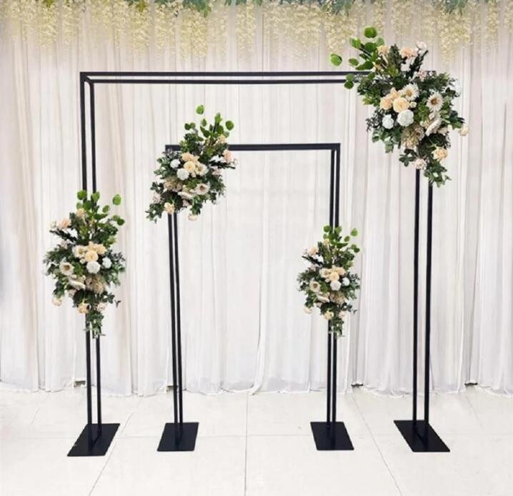 Square Wedding Arch Flower Stand, dubbele achtergrond, metalen bloemenstandaard, welkomstruimtelindeling, geometrische decoratie