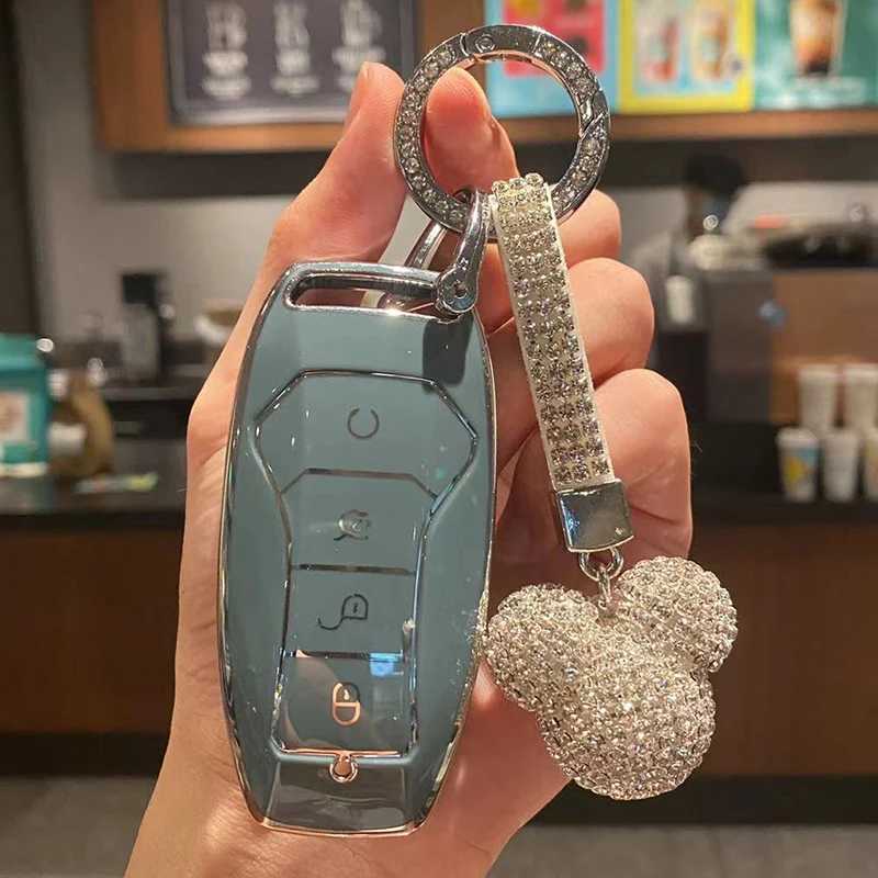 Clé de voiture TPU TPU Remote clés de couverture de clés de clés pour BYD Song Tang Han Plus Atto Qin 3 EV DM 2018-2022 Holder Keychain Car Accessoires T240509