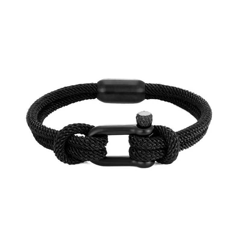 Charmarmband mkendn personaliserade herrar nautiska dubbelsträngslangarmband med u form bult lås rostfritt stål magnet spänne mens gåva y240510