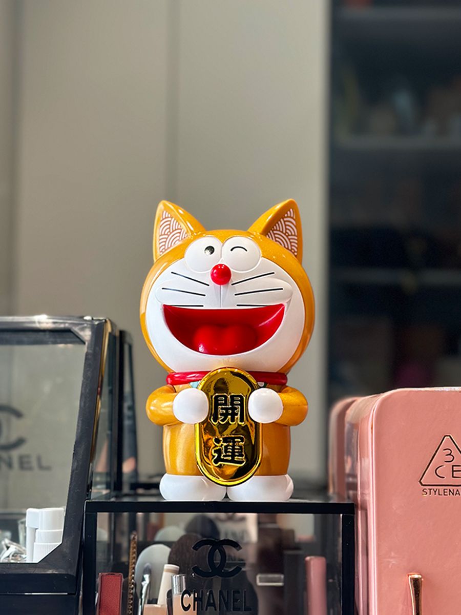 New in stock trendy doll series gold lucky Doraemon machine cat figurine ornament with millions of taels of wealth God doll 20CM-30CM
