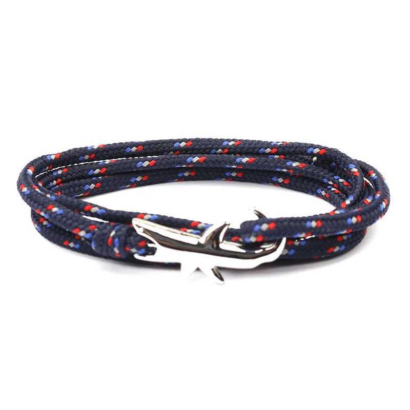 Bracelets de charme Mkendn Navy Style Réglable Multicouche Corde à corde Bracelet Men Femmes 550 Paracord Camping Bijoux Wrap Metal Hooks Y240510