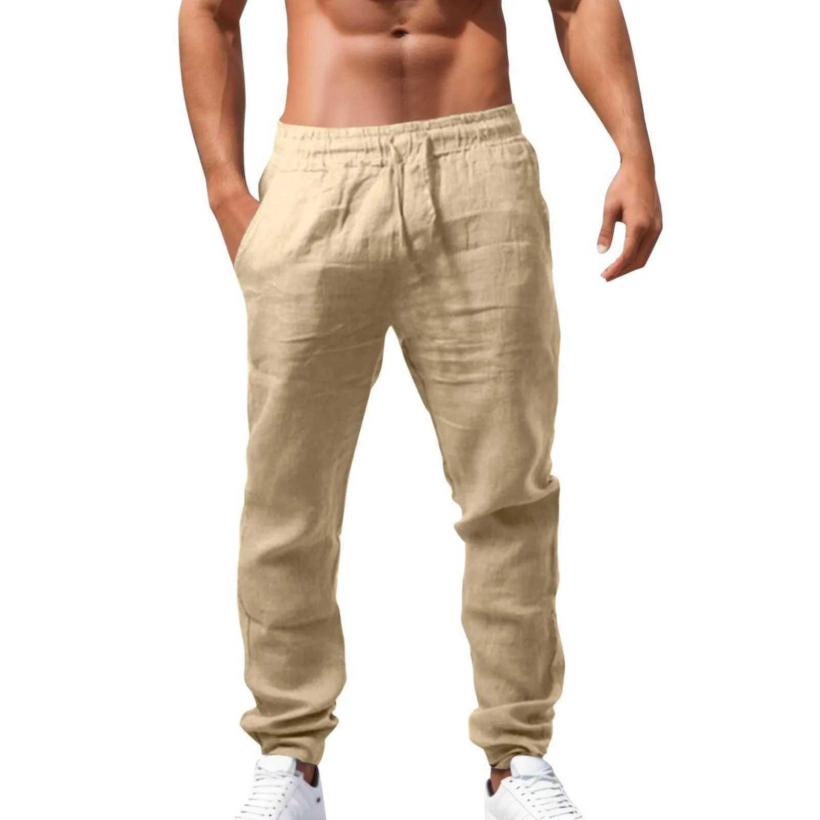 Pantalon pour hommes pour hommes Sports et fitness pantalons de coton pur pantalon en lin respirable