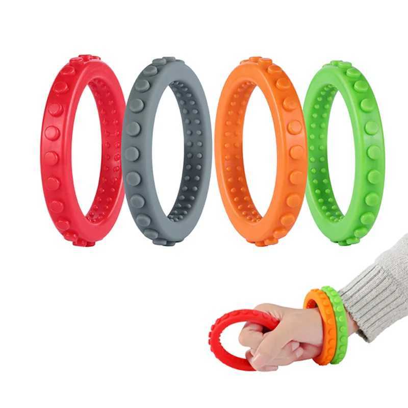 Teethers Toys Newly sold baby teeth rainbow wristband robot sensor chewing necklace for autism chewing baby care no bisphenol A beads d240509