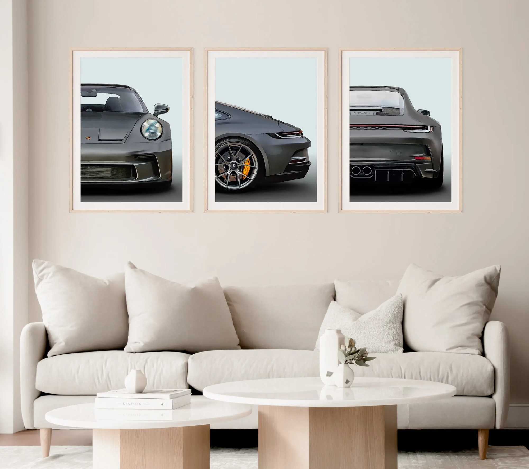 Fonds d'écran Classic Pop Three Piece Wall Art 911 GT3 Supercar HD Toivas Affiche Impression de chambre maison Décoration de salon J240505