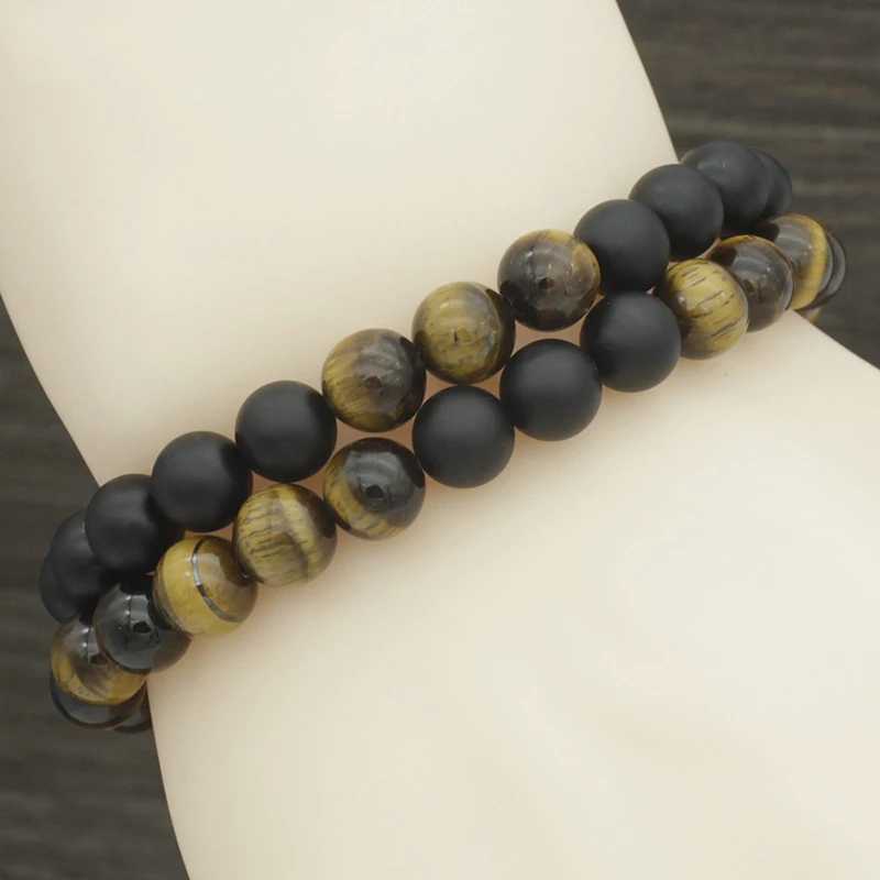 Braccialetti di fascino uomo braccialetto 8mm onice naturale tigre occhi di tigra di meditazione di relitto yoga buddha braclot pulsera hombre accessori leisure joias y240510