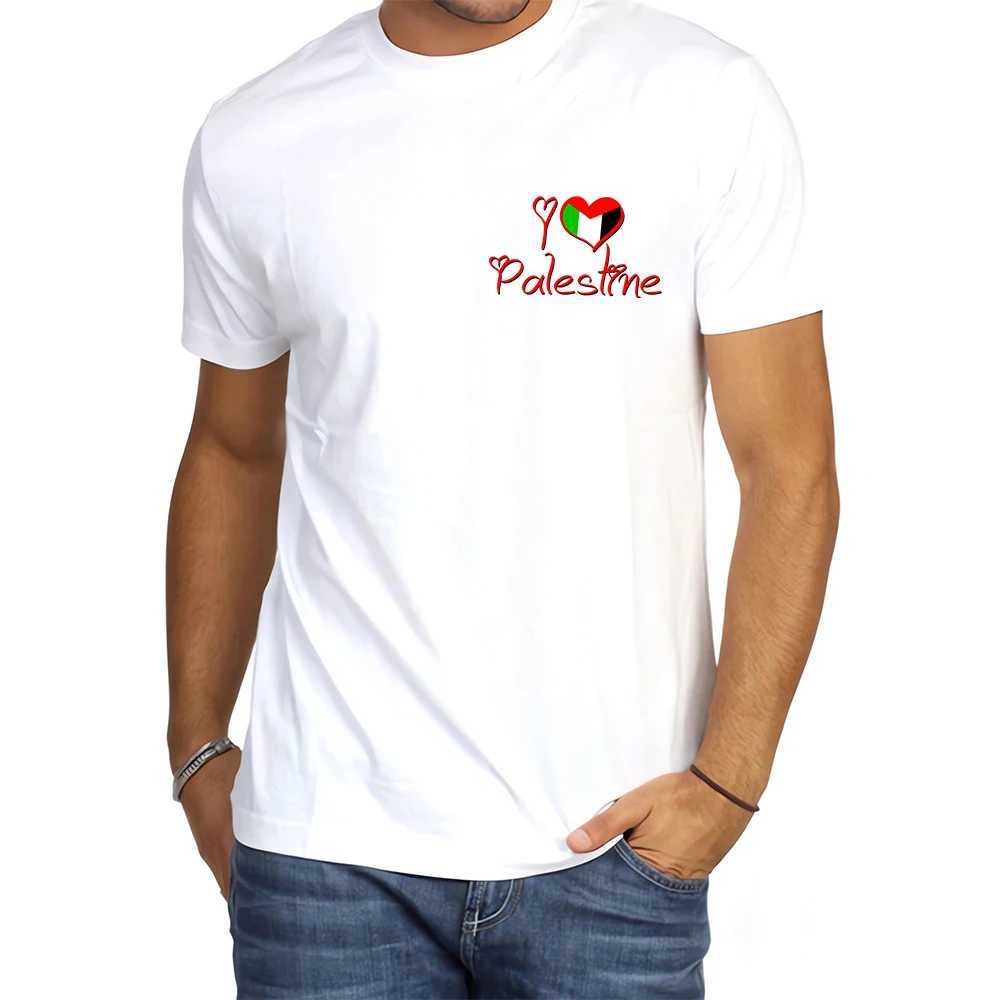 Женская футболка HX Palestine Flag футболка I Love Palestine Print Cotton Fut Fort Короткая серебряная рубашка Мужская суда прямая доставка Y240506