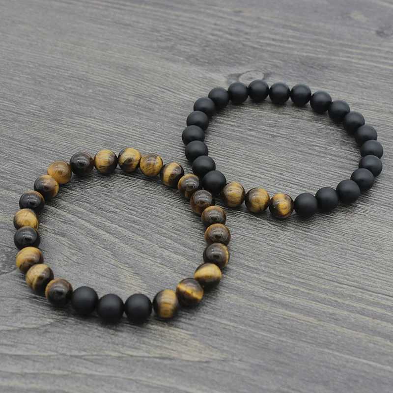 Braccialetti di fascino uomo braccialetto 8mm onice naturale tigre occhi di tigra di meditazione di relitto yoga buddha braclot pulsera hombre accessori leisure joias y240510