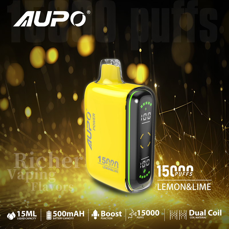 AUPO 15K PULDS 15000 PULD DISPOBLE VAPE MINI ECIGS ELEKTRONISKA CIGARETTFÖRFARANDE MOD POD Vapor Bar Sats 2% 5% NicotineChargeble Type C Mesh Coil Screen Display