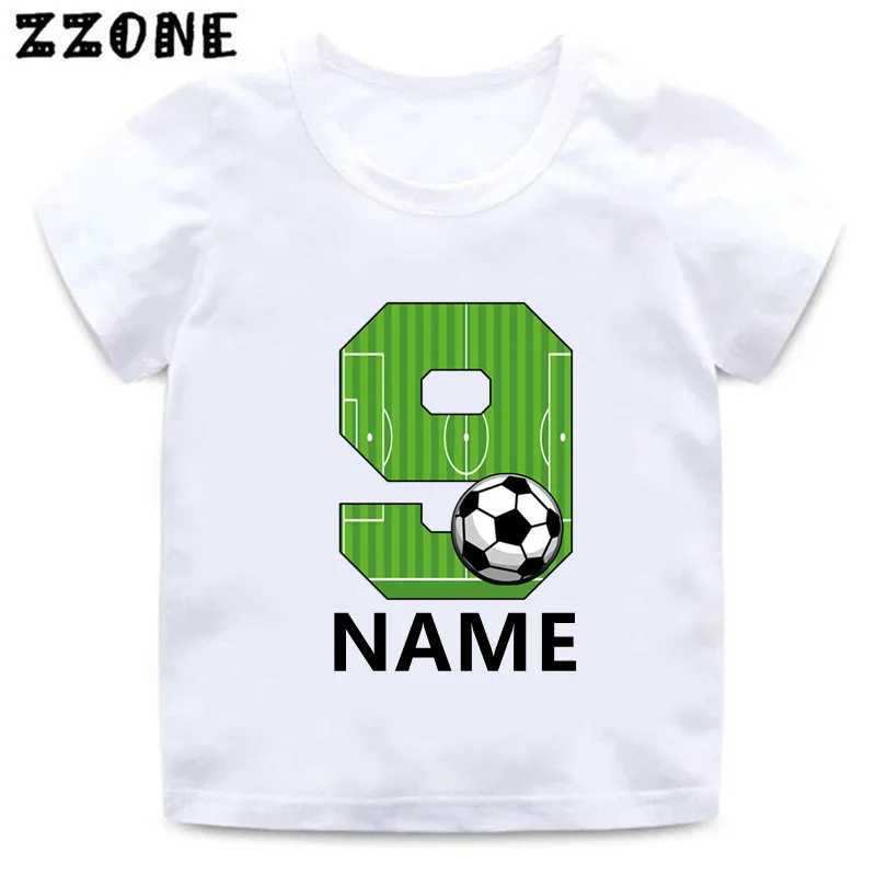 T-shirt Numero di calcio T-shirt ragazzi stampati 1 2 3 4 5 6 7 8 9 Birthday Nome personalizzato bambini abbigliamento bambini T-shirt HKP2724L2405