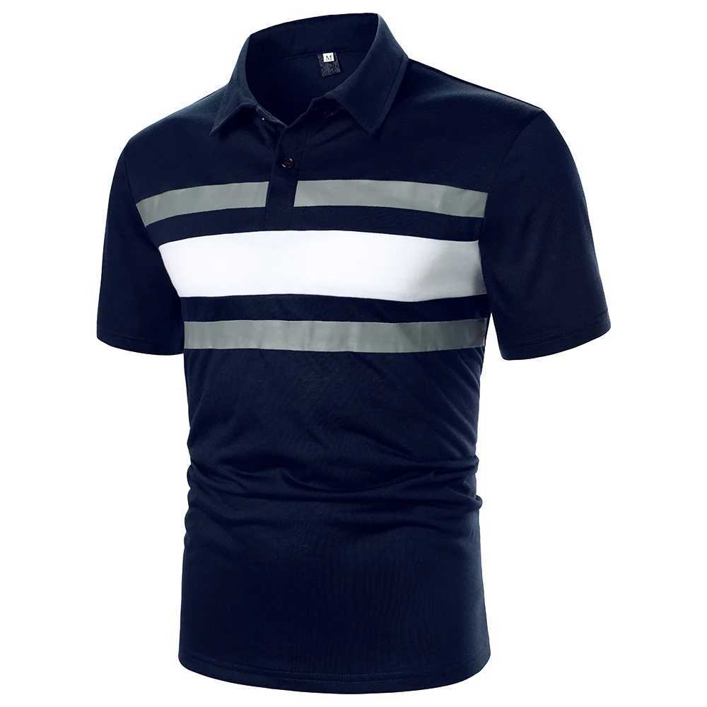 Polos maschile uomini Short Slve Polo Shirt torace Thr Thripe Colore Matching Fashion Collocation Strtwear Fashion Fashion Men Polo Shirt Y240510ry67