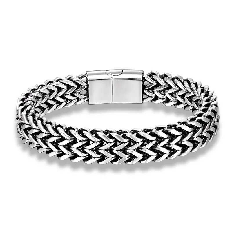 Bracelets de charme bracelet à chaîne de liaison cubaine MKENDN Men de la chaîne de liaison cubaine 18K bracelets pour hommes en acier inoxydable bracelet Hip Hop Bracelet à la chaîne à main Y240510