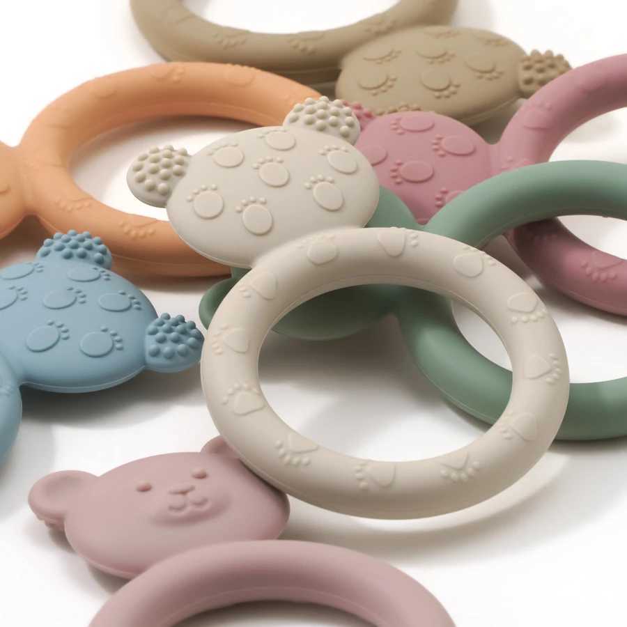 Detors jouets nouveaux dents de bébé en silicone jouet dents de bébé 6-12 mois de dessin animé ours en forme de jouet jouet et fille en peluche