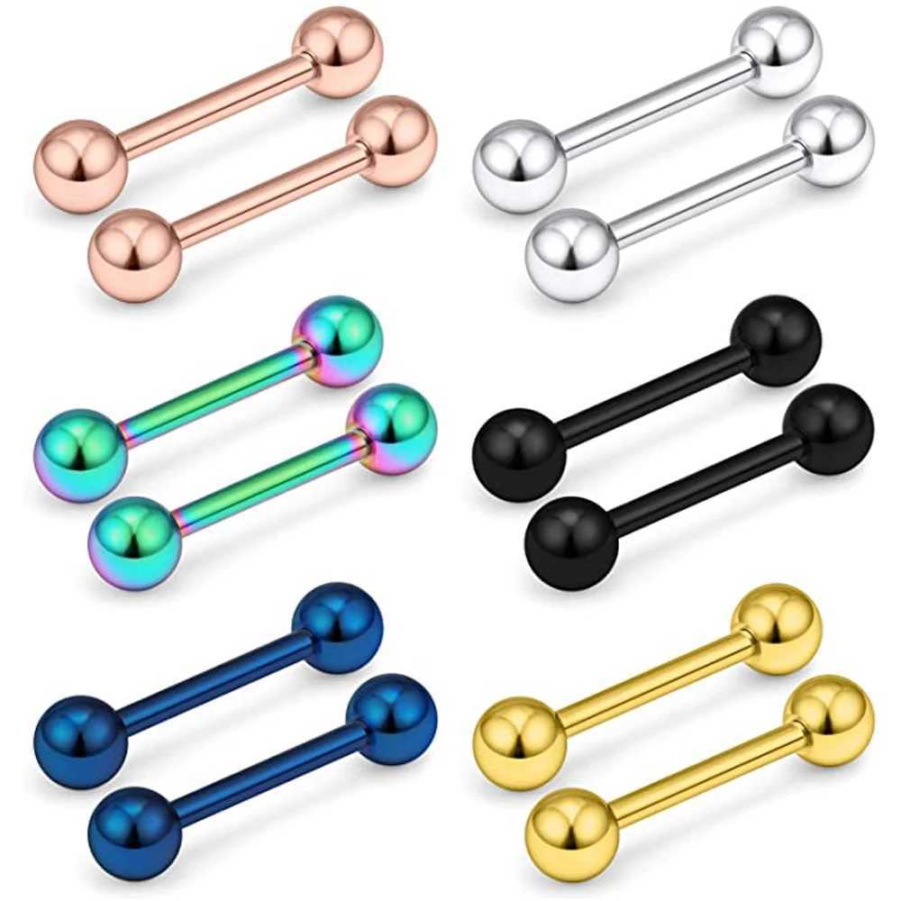 Nipple Rings 14G 16G stainless steel external thread PA tongue Nipple shielded barbell ring rod body perforated jewelry rack 16mm Y240510