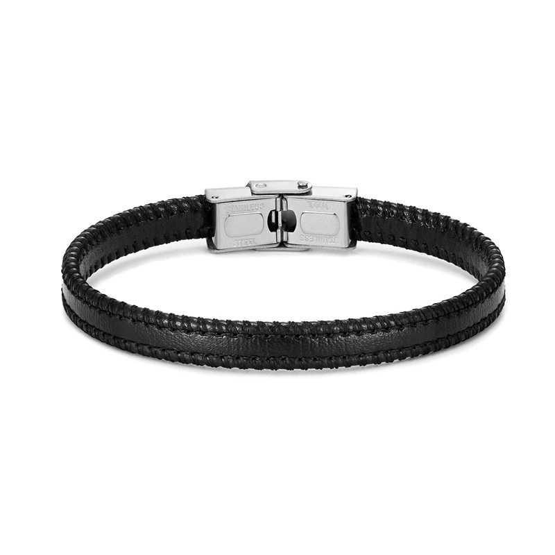 Bedelarmbanden mkendn mode handgemaakte lederen armbanden voor mannen vrouwen regenboog polsband roestvrij staal casual gepersonaliseerde bangle y240510