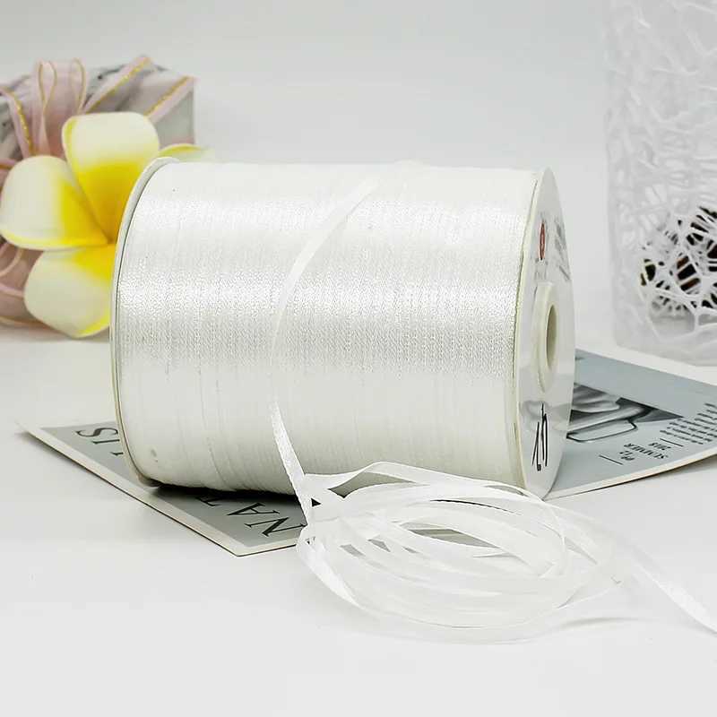 Gift Wrap 800 METERS / LAVEUR ROLTH 3 mm Blanc Grey Ribbon Party Home Curtain Decoration Fleur Bouquet Boîte cadeau Boîte-cadeau Ribbons