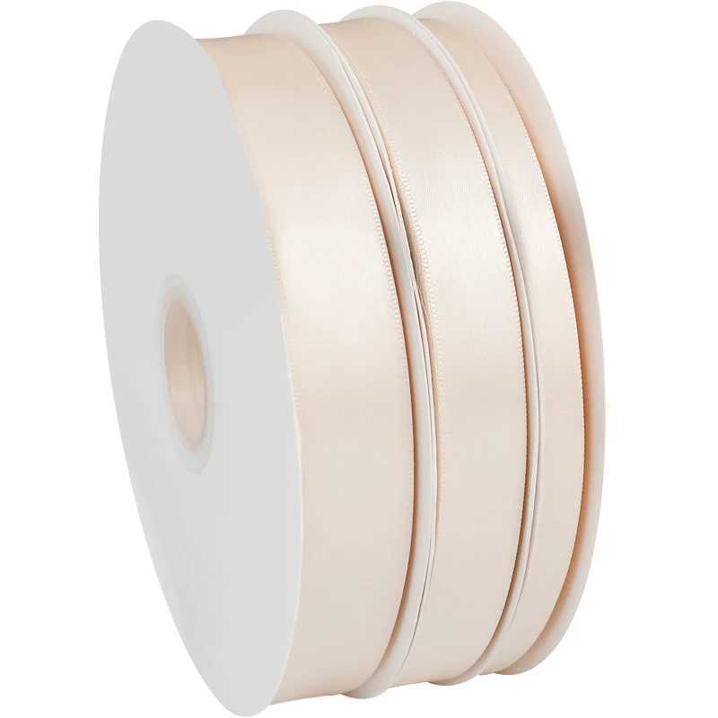 3 stcs Gift Wrap 100yards 6-40 mm Beige Satin Ribbon Wedding Party Decoratie Handgemaakte lint Geschenk Inpak Haar Bowknot Diy Christmas Wrap Tape