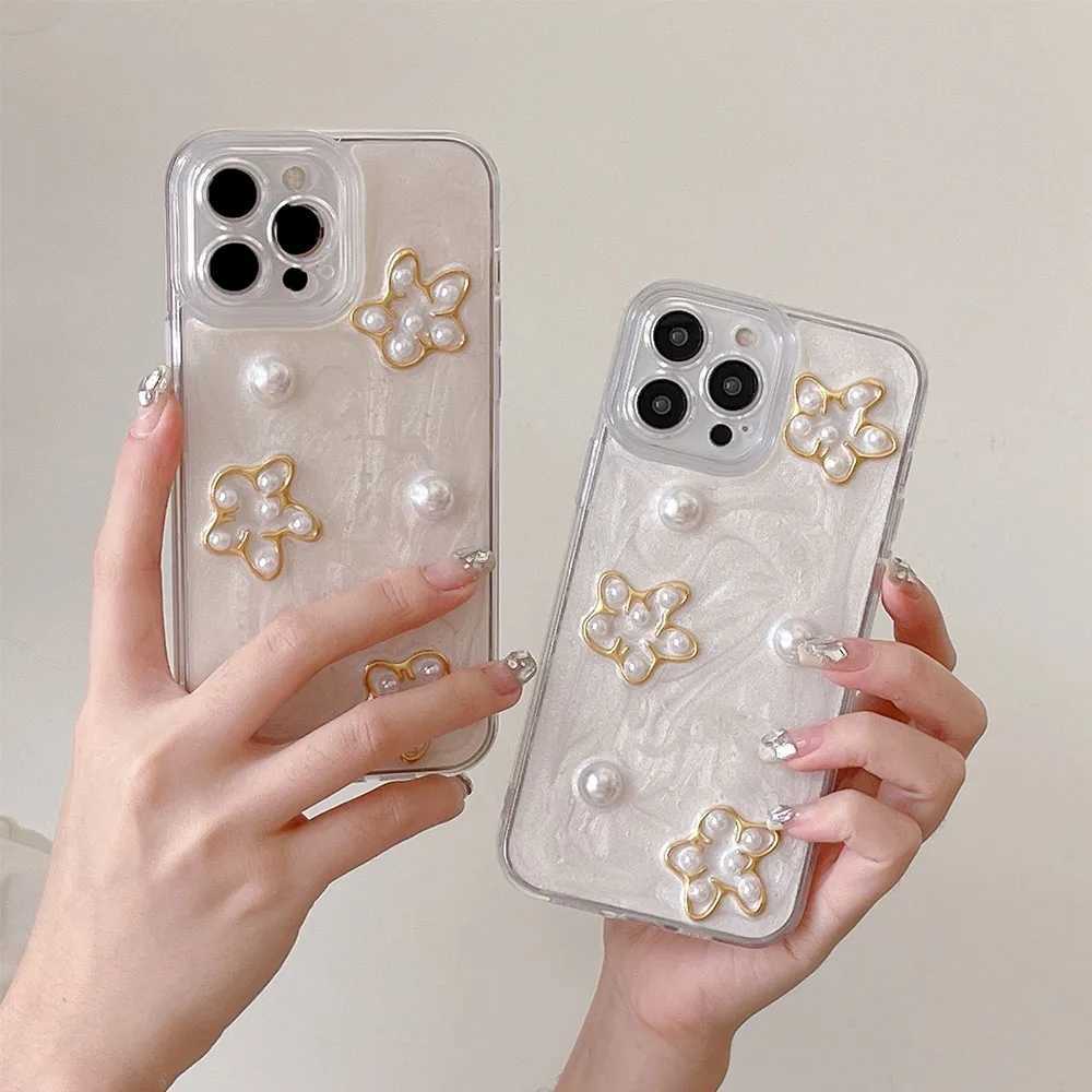 Casos de telefone celular 3D Creme de border de borda de ouro para iPhone 15 Pro Max 14 13 12 11 Luxury Moda Epoxy Girl Shell Shopfrof Soft Cover J240509