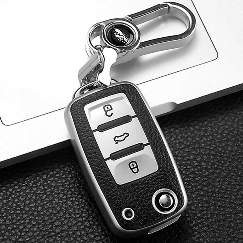 Car Key Leather Style Car Remote Key Case Cover Fob For VW Volkswagen Polo Tiguan Passat Golf MK Jetta Skoda Kodiaq Superb Octavia Seat T240509